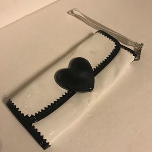 Betsey Johnson white patent leather heart clutch